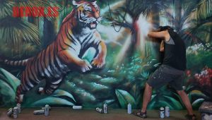 graffiti 3d tigre trampantojo selva realista